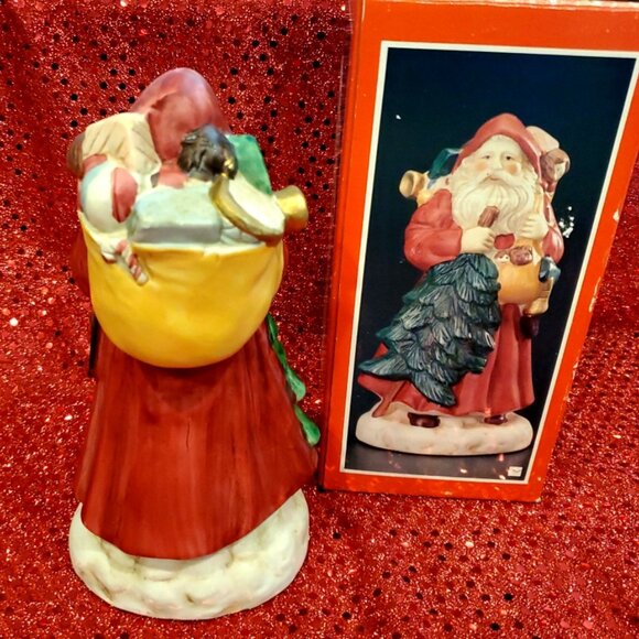 Vintage Porcelain Santa holding Tree & Toys Distributed by AMC New York - Picture 2 of 3